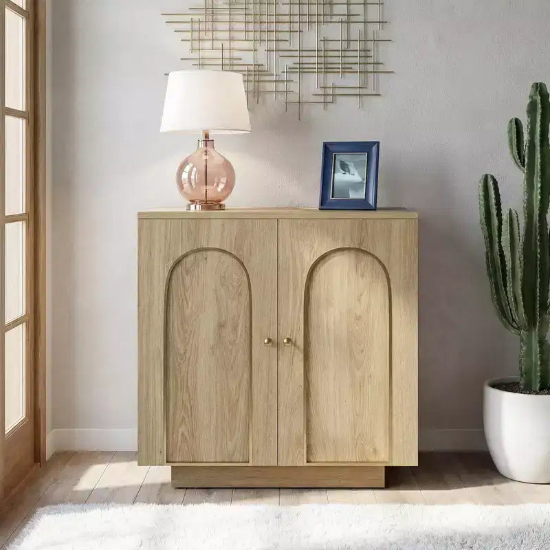 Clihome 30.3 in.H Accent Cabinet Office Storage Cabinet with 1 Shelf and Soft-Close Hinges, Arched Doors