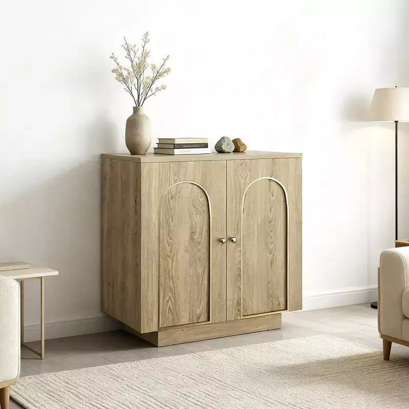 Clihome 30.3 in.H Accent Cabinet Office Storage Cabinet with 1 Shelf and Soft-Close Hinges, Arched Doors