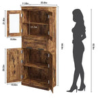 Meuble de rangement haut de 67 pouces avec 4 portes, étagères réglables et tiroir en verre rabattable, pour salle de bain, cuisine, salon