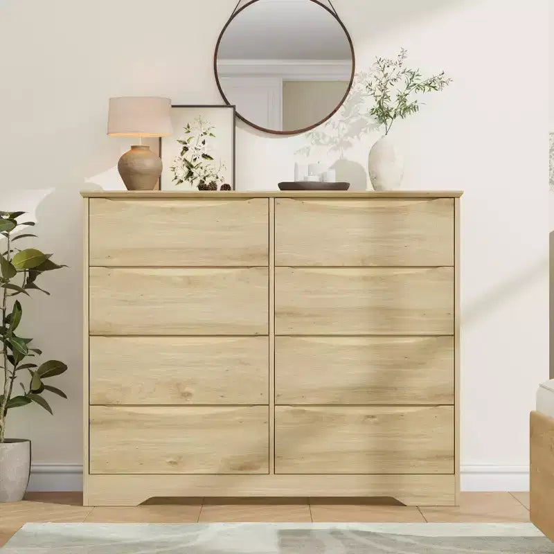 8-Drawer Wooden Dresser - 47.2 Wide, Deep Storage for Bedroom, Living Room & Hallway