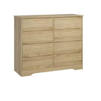 Commode en bois à 8 tiroirs - 120 cm de large, rangement profond pour chambre, salon et couloir