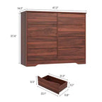 Commode en bois à 8 tiroirs - 120 cm de large, rangement profond pour chambre, salon et couloir