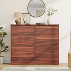 Commode en bois à 8 tiroirs - 120 cm de large, rangement profond pour chambre, salon et couloir