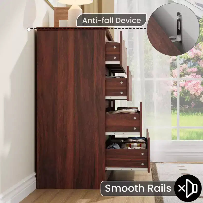 8-Drawer Wooden Dresser - 47.2 Wide, Deep Storage for Bedroom, Living Room & Hallway