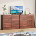 Commode en bois à 8 tiroirs - 120 cm de large, rangement profond pour chambre, salon et couloir