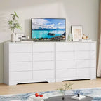 Commode en bois à 8 tiroirs - 120 cm de large, rangement profond pour chambre, salon et couloir