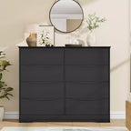 Commode en bois à 8 tiroirs - 120 cm de large, rangement profond pour chambre, salon et couloir
