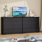Commode en bois à 8 tiroirs - 120 cm de large, rangement profond pour chambre, salon et couloir