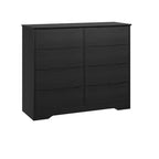 Commode en bois à 8 tiroirs - 120 cm de large, rangement profond pour chambre, salon et couloir