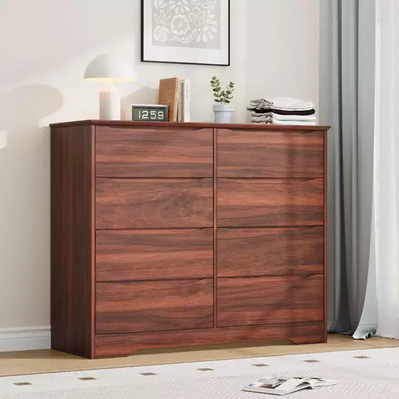 8-Drawer Wooden Dresser - 47.2 Wide, Deep Storage for Bedroom, Living Room & Hallway