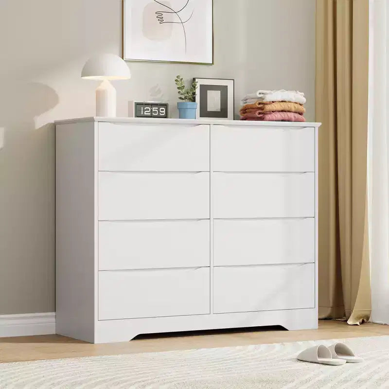 8-Drawer Wooden Dresser - 47.2 Wide, Deep Storage for Bedroom, Living Room & Hallway