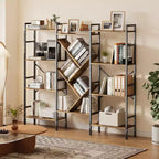 Étagère bibliothèque industrielle à 4 niveaux, étagère ouverte, cadre métallique robuste, étagères de rangement décoratives rustiques, pour salon, chambre à coucher
