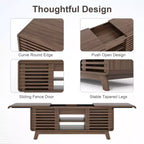 Table basse moderniste du milieu du siècle avec plateau coulissant et rangement dissimulé
