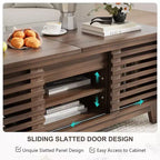 Table basse moderniste du milieu du siècle avec plateau coulissant et rangement dissimulé