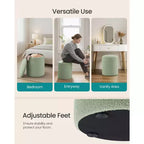 Tabouret de coiffeuse, Ottoman de rangement rond, Petite table basse, Repose-pieds, Couvercle amovible, Montage facile, Molleton Teddy