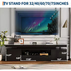Meuble TV pour téléviseur de 75/80/85 pouces, meuble de divertissement moderne laqué brillant, étagères de rangement en verre, console multimédia pour salon et chambre à coucher