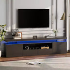 TV Stand for 75/80/85 Inch TV, Modern High Gloss Entertainment Center, Glass Storage Shelves, Media Console Table for Living Room & Bedroom
