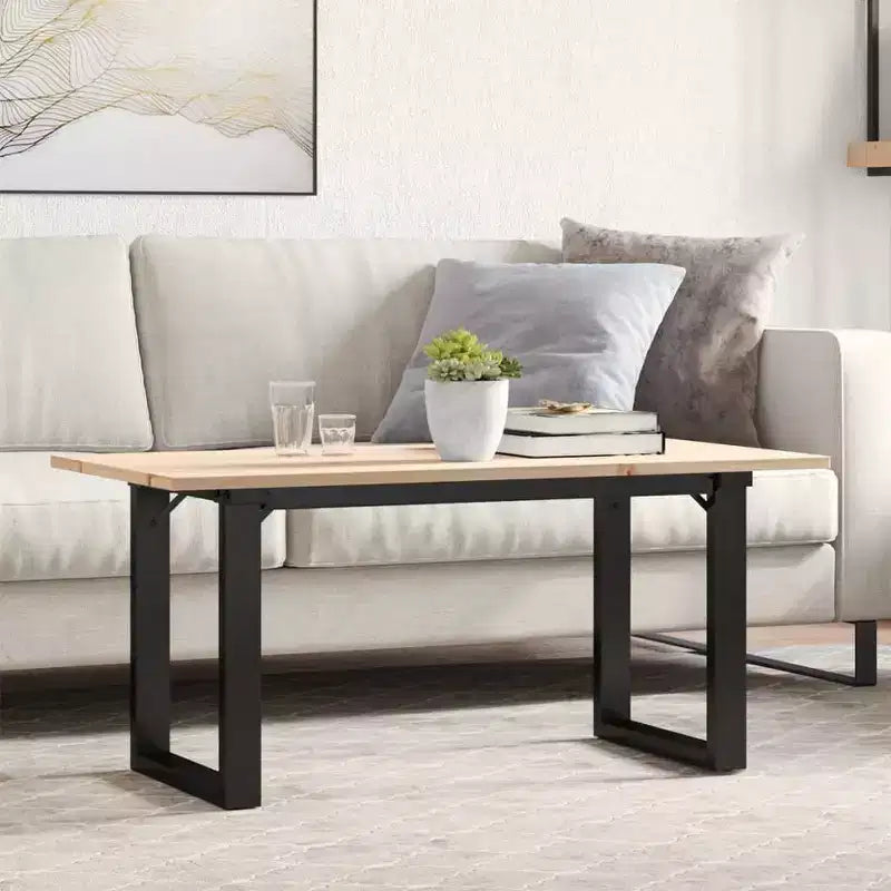 vidaXL Coffee Table O-Frame Solid Wood Pine and Steel