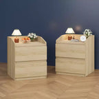 Table d'appoint moderne peu encombrante avec 2 tiroirs, table d'appoint en bois, table de chevet de rangement pour chambre et salon, finition bois naturel