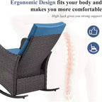 Fauteuil à bascule d'extérieur en osier avec coussins