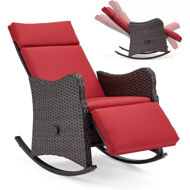 EROMMY Outdoor Rocker Wicker Chair with Cushions