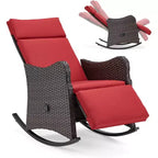 Fauteuil à bascule d'extérieur en osier avec coussins