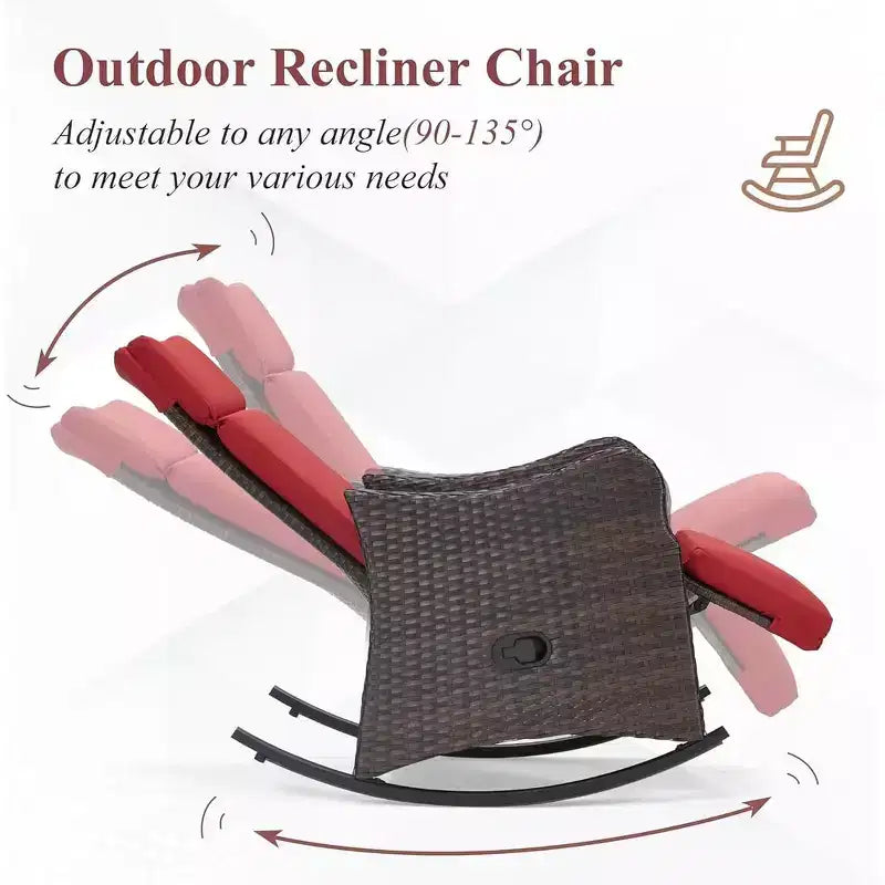 EROMMY Outdoor Rocker Wicker Chair with Cushions