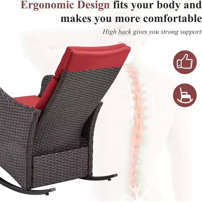 EROMMY Outdoor Rocker Wicker Chair with Cushions