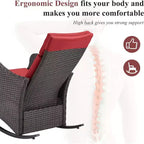 Fauteuil à bascule d'extérieur en osier avec coussins