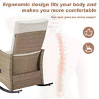 Fauteuil à bascule d'extérieur en osier avec coussins
