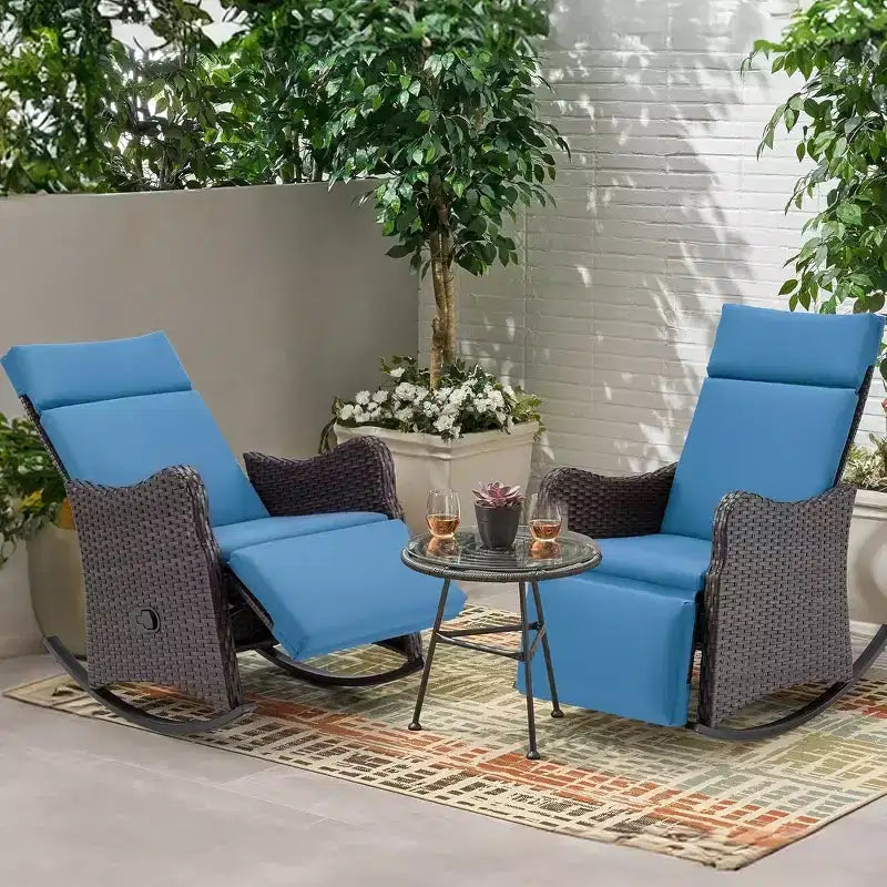 EROMMY Outdoor Rocker Wicker Chair with Cushions