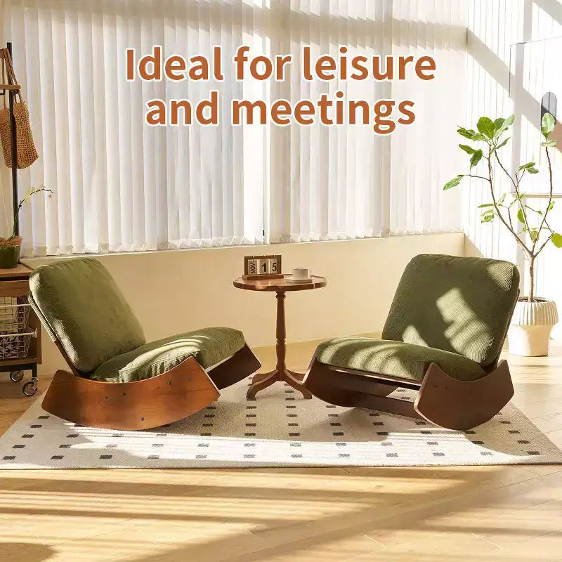 Solid Wood Retro Rocking Accent Chair for Nursery & Living Room - Smooth Gliding Motion
