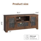 Buffet de ferme de 55 pouces avec portes en acrylique, meuble bar à café marron avec étagères réglables et rangement