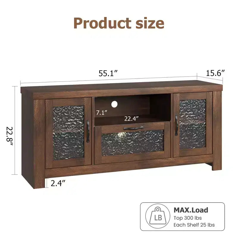 COZONY 55 Farmhouse Sideboard Buffet Cabinet with Acrylic Doors, Brown Coffee Bar Cabinet with Adjustable Shelves and Storage