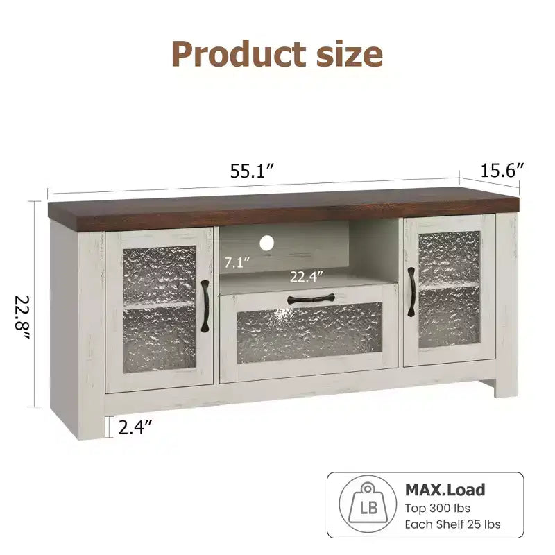COZONY 55 Farmhouse Sideboard Buffet Cabinet with Acrylic Doors, Brown Coffee Bar Cabinet with Adjustable Shelves and Storage