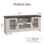 Buffet de ferme de 55 pouces avec portes en acrylique, meuble bar à café marron avec étagères réglables et rangement