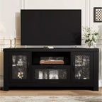 COZONY 55 Farmhouse Sideboard Buffet Cabinet with Acrylic Doors, Brown Coffee Bar Cabinet with Adjustable Shelves and Storage