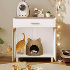 Meuble pour chat 3 en 1, cache-litière avec griffoir, maisonnette pour chat, table d'appoint moderne avec rangement