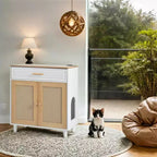 Meuble pour chat 3 en 1, cache-litière avec griffoir, maisonnette pour chat, table d'appoint moderne avec rangement