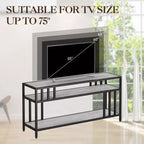 Meuble TV industriel de 165 cm pour téléviseurs jusqu'à 75 pouces avec 3 étagères ouvertes, console multimédia, cadre en métal, centre de divertissement, marron rustique