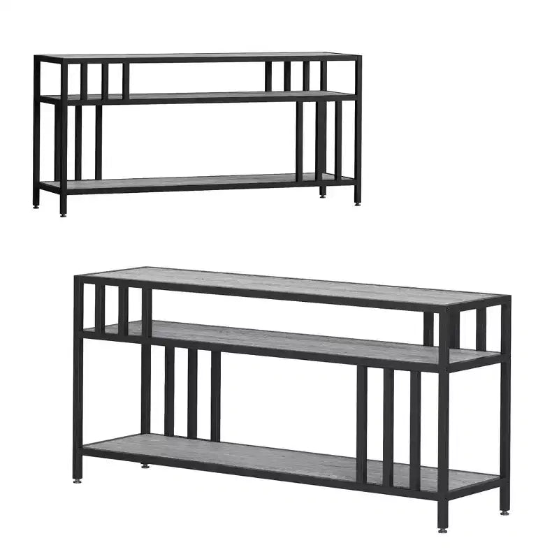 65 Inch TV Stand for TVs up to 75 Inch Industrial TV Media Console with 3 Tier Open Shelves Metal Frame Entertainment Center Rustic Brown