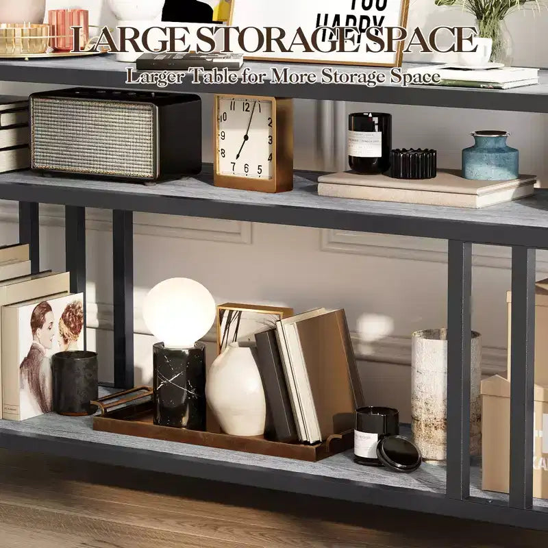 65 Inch TV Stand for TVs up to 75 Inch Industrial TV Media Console with 3 Tier Open Shelves Metal Frame Entertainment Center Rustic Brown
