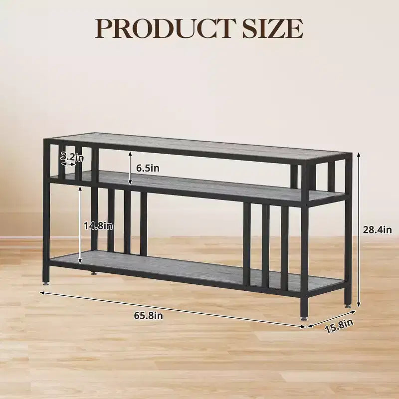 65 Inch TV Stand for TVs up to 75 Inch Industrial TV Media Console with 3 Tier Open Shelves Metal Frame Entertainment Center Rustic Brown