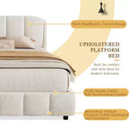 Cadre de lit plateforme rembourré Queen/King Size avec tête de lit douce beige