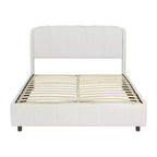 Cadre de lit plateforme rembourré Queen/King Size avec tête de lit douce beige