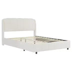 Cadre de lit plateforme rembourré Queen/King Size avec tête de lit douce beige