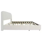 Cadre de lit plateforme rembourré Queen/King Size avec tête de lit douce beige