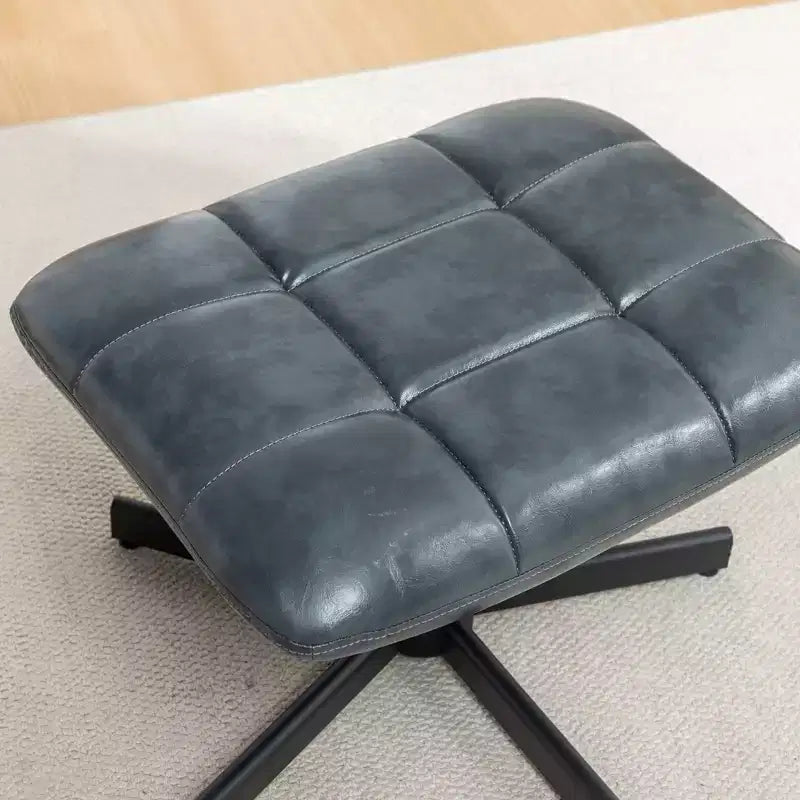 GDFStudio Mora 2 Piece Faux Leather Tufted Accent Chair and Ottoman Set with Metal Base