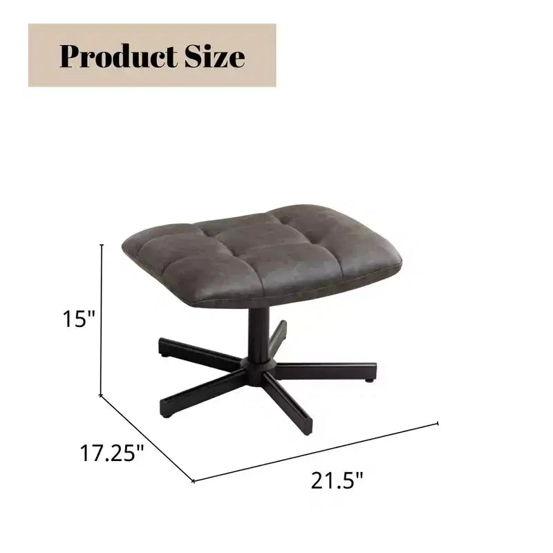 GDFStudio Mora 2 Piece Faux Leather Tufted Accent Chair and Ottoman Set with Metal Base