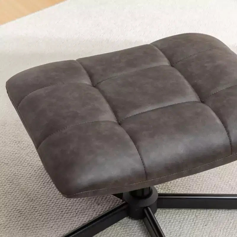 GDFStudio Mora 2 Piece Faux Leather Tufted Accent Chair and Ottoman Set with Metal Base